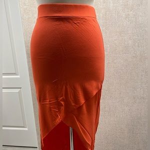 Overlap orange skirt for women.